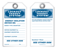 Lockout Safety Tag - Lockout Tagout System, Energy Isolation Device No.