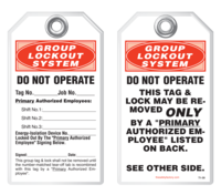 Lockout Safety Tag - Group Lockout System, Do Not Operate