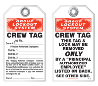 Lockout Safety Tag - Group Lockout System, Crew Tag