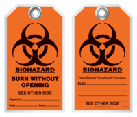 Safety Tag - Biohazard, Burn Without Opening