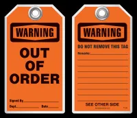 Maintenance Safety Tag - Warning, Out Of Order