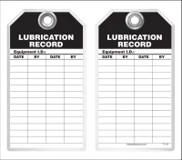 Maintenance Safety Tag - Lubrication Record