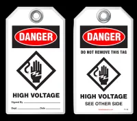 Safety Tag - Danger, High Voltage (With Symbol)