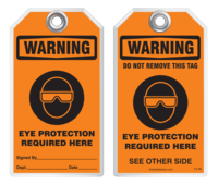 Warning Tag - Warning, Eye Protection Required Here