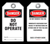 Lockout Safety Tag - Danger, Do Not Operate (Dismissal)