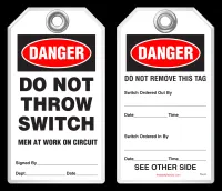Warning Tag - Danger, Do Not Throw Switch