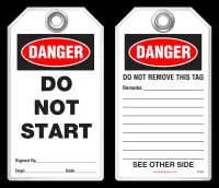 Safety Tag - Danger, Do Not Start