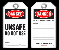 Safety Tag - Danger, Unsafe, Do Not Use