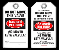 Bilingual Safety Tag - Danger, Peligro, Do Not Move This Valve, No Mover Esta Valvula (English/Spanish)