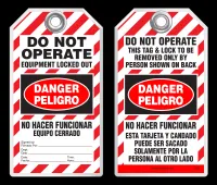 Bilingual Safety Tag - Danger, Peligro, Do Not Operate, Equipment Locked Out By, No Hacer Funcionar (English/Spanish)