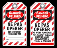 Bilingual Safety Tag - Danger, Ne Pas Operer, Cet, Equipement Verrouille Par (French)