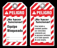 Bilingual Safety Tag - Peligro, No Hacer Funcionar! Equipo Cerrado (Ansi - English/Spanish)