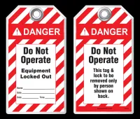 Lockout Safety Tag - Danger, Do Not Operate, Equipment Locked Out (ANSI Header)