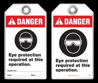 Warning Tag - Danger, Eye Protection Required At This Operation (Ansi)