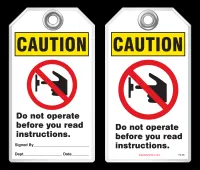 Warning Tag - Caution, Do Not Operate Before You Read Instructions (Ansi)