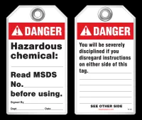 Safety Tag - Danger, Hazardous Chemical (Ansi - Disciplinary)