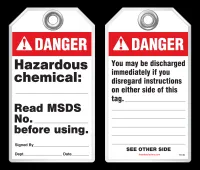Safety Tag - Danger, Hazardous Chemical (Ansi - Dismissal)
