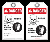 Warning Tag - Danger, Poison, Wear Rubber Gloves (Ansi)