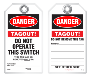 Lockout Safety Tag - Danger, Tagout! Do Not Operate This Switch
