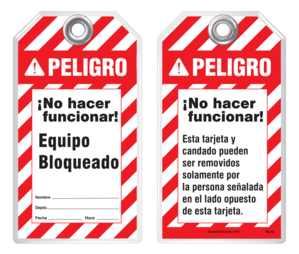 Bilingual Safety Tag - Peligro, No Hacer Funcionar! Equipo Cerrado (Ansi - English/Spanish)