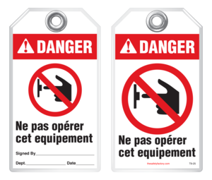 Bilingual Safety Tag - Danger, Ne Pas Operer Cet Equipement  (Ansi - French)